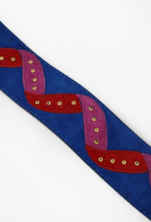 Saint Laurent Suede Serpentine Studded Belt, 1990s - 5