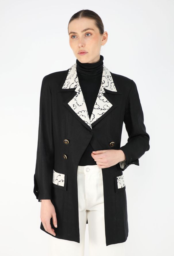 Chanel RARE S/S 1993 Bicolor Scripted 'CC' Jacket - 4