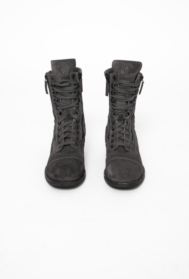 Chanel Suede 'CC' Combat Boots - 2 Chanel Suede 'CC' Combat Boots - 2
