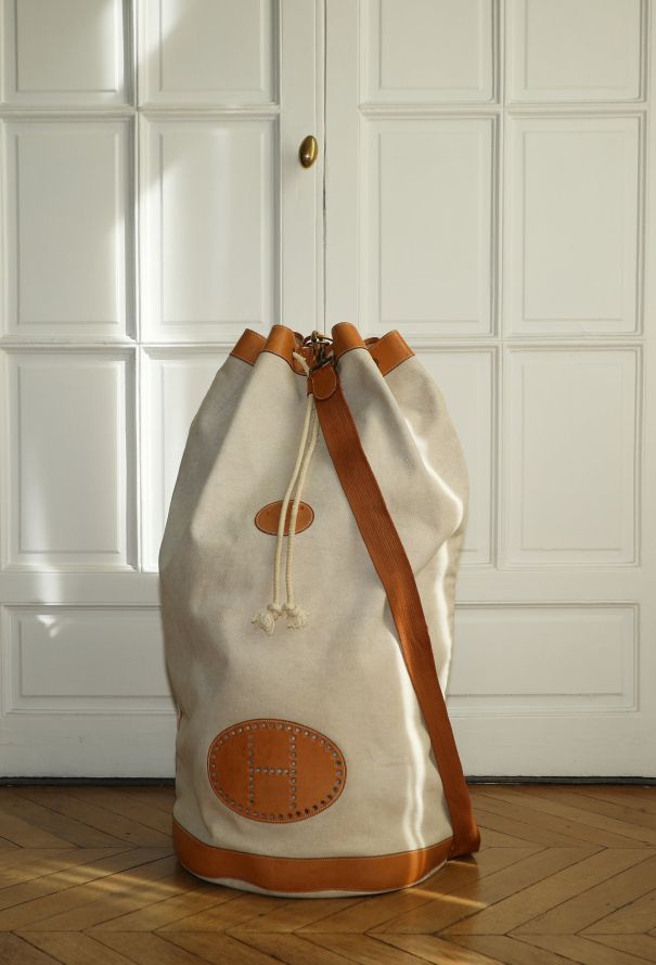 Hermès Vintage Toile & Vache Naturelle XL Matelot Bag - 2