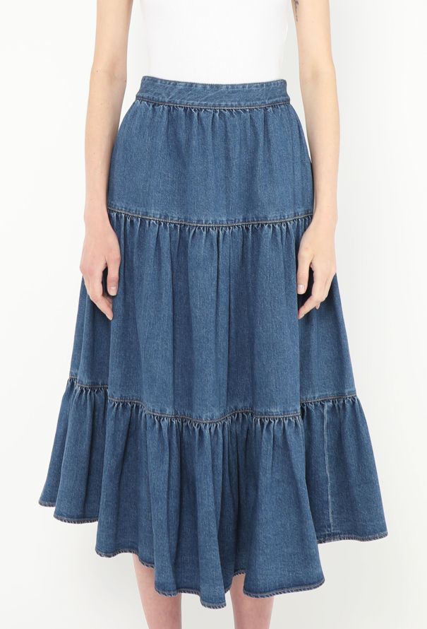 Céline 2020 Ruffled Denim Skirt - 2