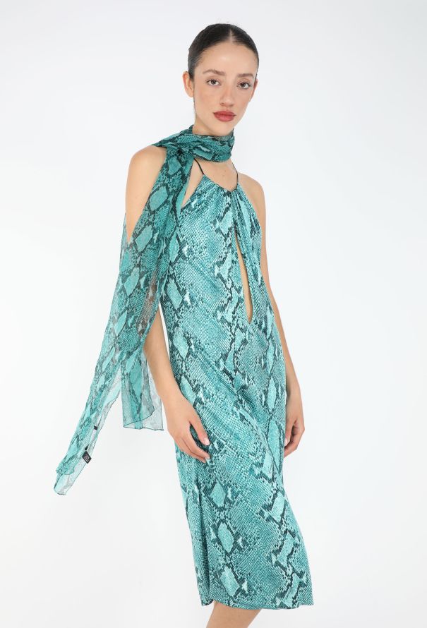 Gucci S/S 2000 Python Print Halter Dress - 5