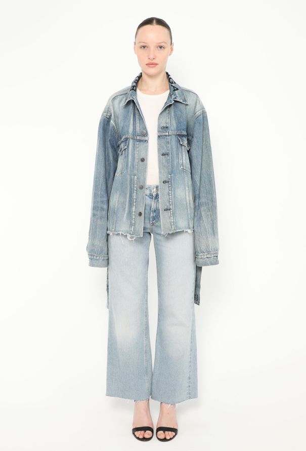 Balenciaga Distressed Logo Denim Jacket - 2 Balenciaga Distressed Logo Denim Jacket - 2
