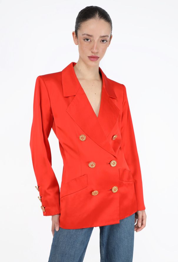 Saint Laurent F/W 1993 Silk Double-Breasted Blazer - 1