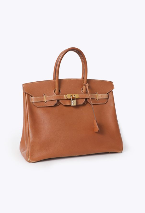 Hermès Beautifully Patinated Vintage Gold Courchevel Birkin 35 - 3