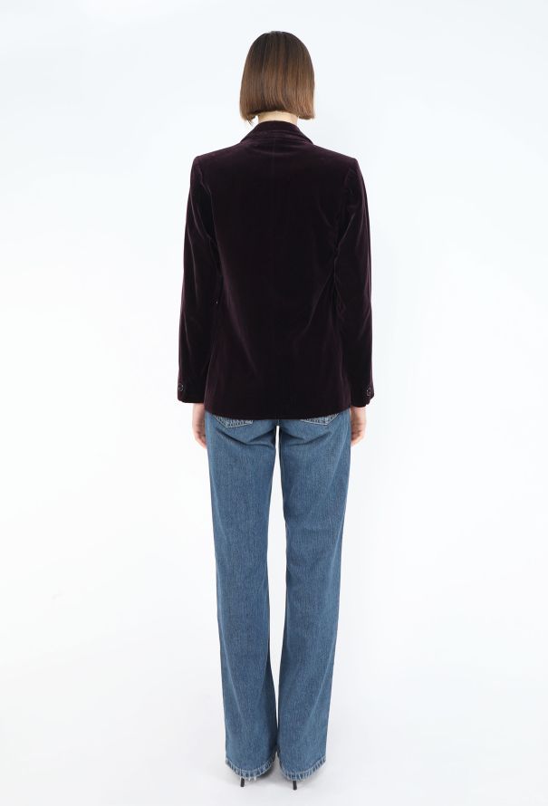 Saint Laurent '70s Burgundy Velvet Blazer - 5