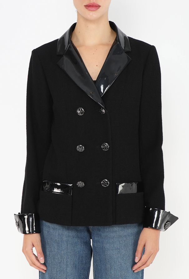 Chanel F/W 2015 Bouclé Patent Trim Blazer - 2
