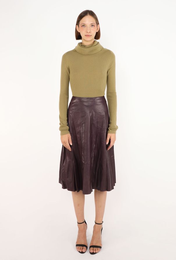 Prada Flared Leather Skirt, Early 2000s - 1