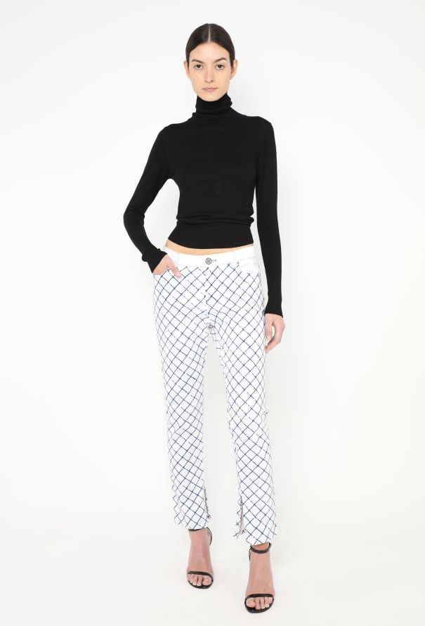 Chanel 2018 Quilted Velvet Trim Jeans - 1
