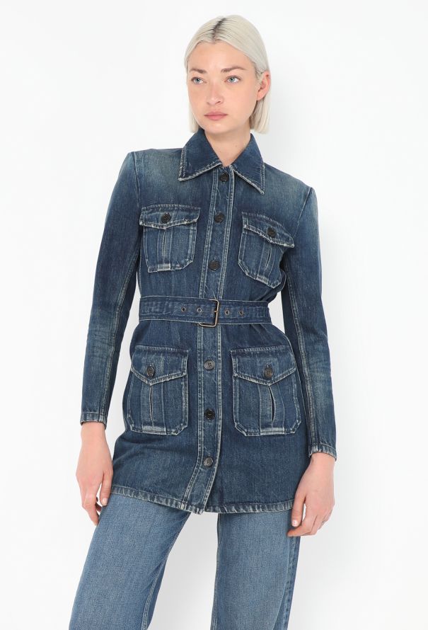 Saint Laurent 2020 Belted Denim Saharan Jacket - 1