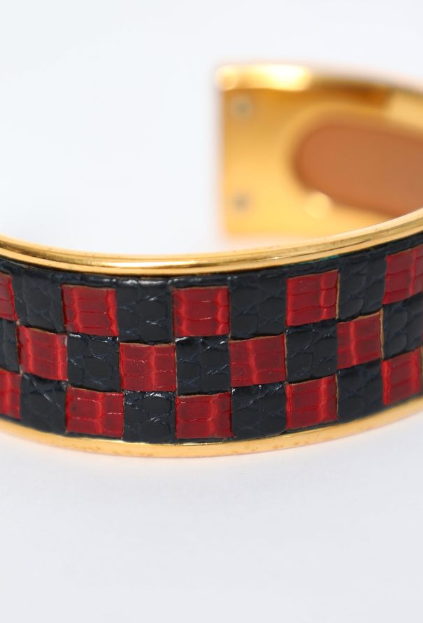 Hermès Vintage Checkered Leather Bracelet - 5