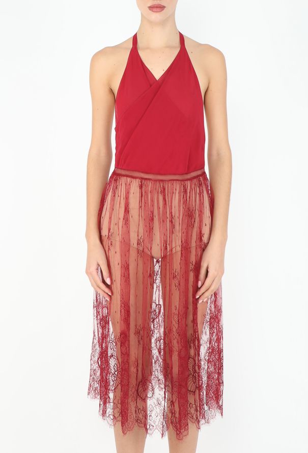 Chloé Rare S/S 1997 Chantilly Lace Halter Dress - 3