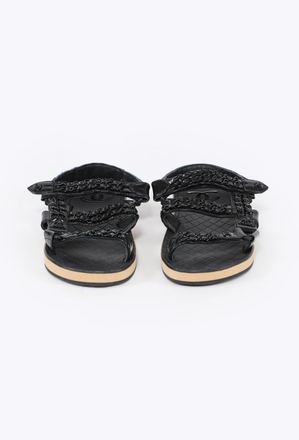 Chanel 2022 Chainlink Lambskin 'CC' Sandals - 2