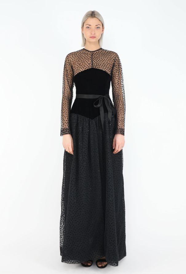 Givenchy Rare 1979 Velvet Plumetis Tulle Gown - 1
