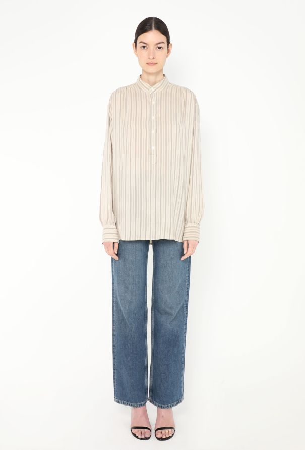 Saint Laurent Vintage Striped Silk Tunic - 2 Saint Laurent Vintage Striped Silk Tunic - 2