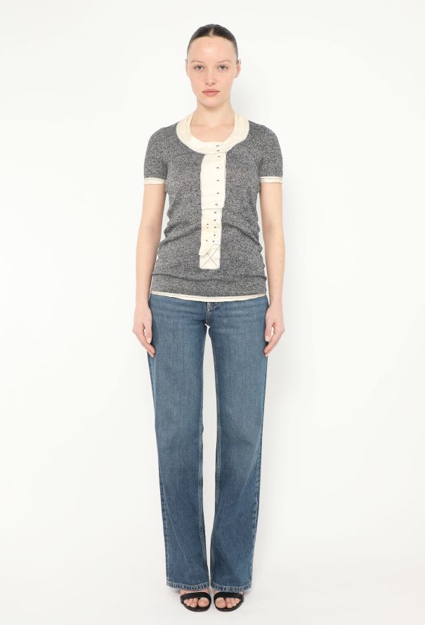 Balenciaga 2002 Silk Trim Linen Top - 2