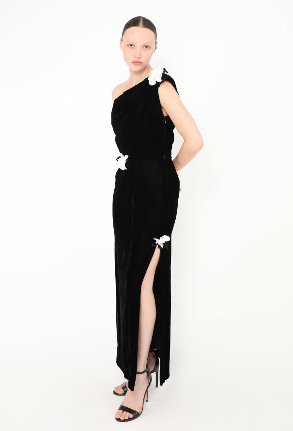 Saint Laurent 1993 Velvet One-Shoulder Gown - 2 Saint Laurent 1993 Velvet One-Shoulder Gown - 2