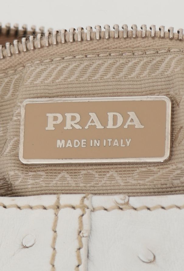 Prada White Ostrich Vitello Raino Ring Bag - 8