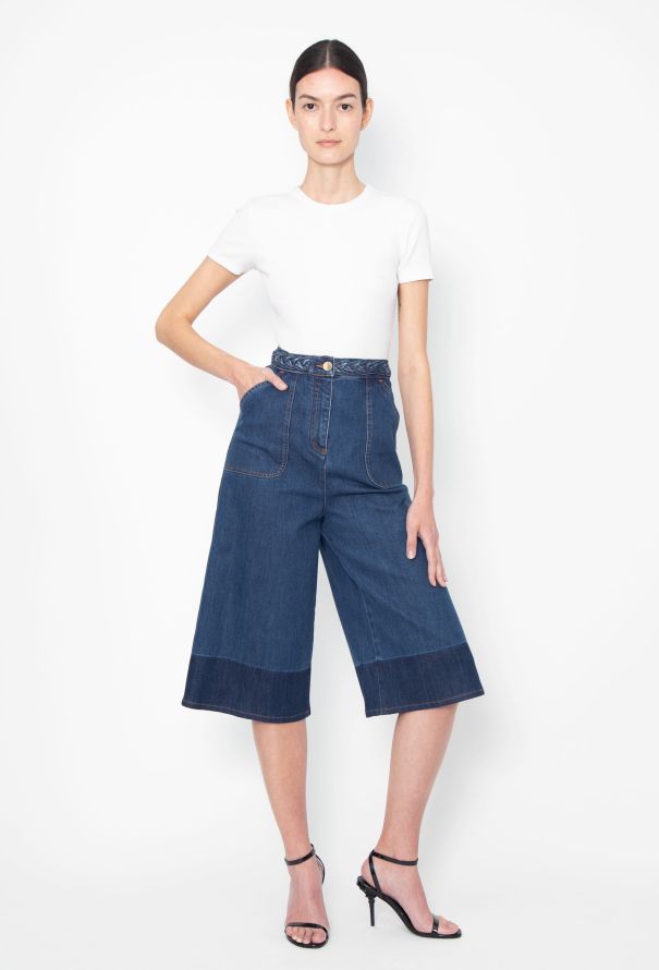 Valentino 2020 Braided Denim Culottes - 3
