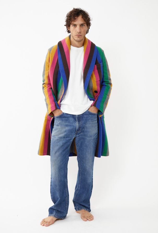 Loewe 2016 Striped Wool Coat - 2