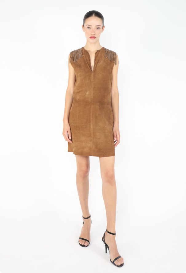 Saint Laurent Fringed Suede Safari Dress - 2