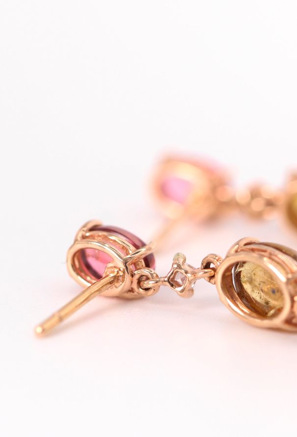 Modern Fine Jewelry 18k Rose Gold, Diamond & Tourmaline Earrings - 6 Modern Fine Jewelry 18k Rose Gold, Diamond & Tourmaline Earrings - 6