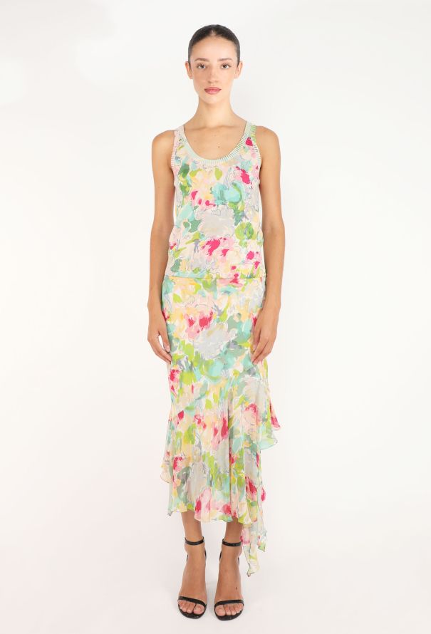 John Galliano Floral 3-Piece Chiffon Ensemble, 2005 - 2