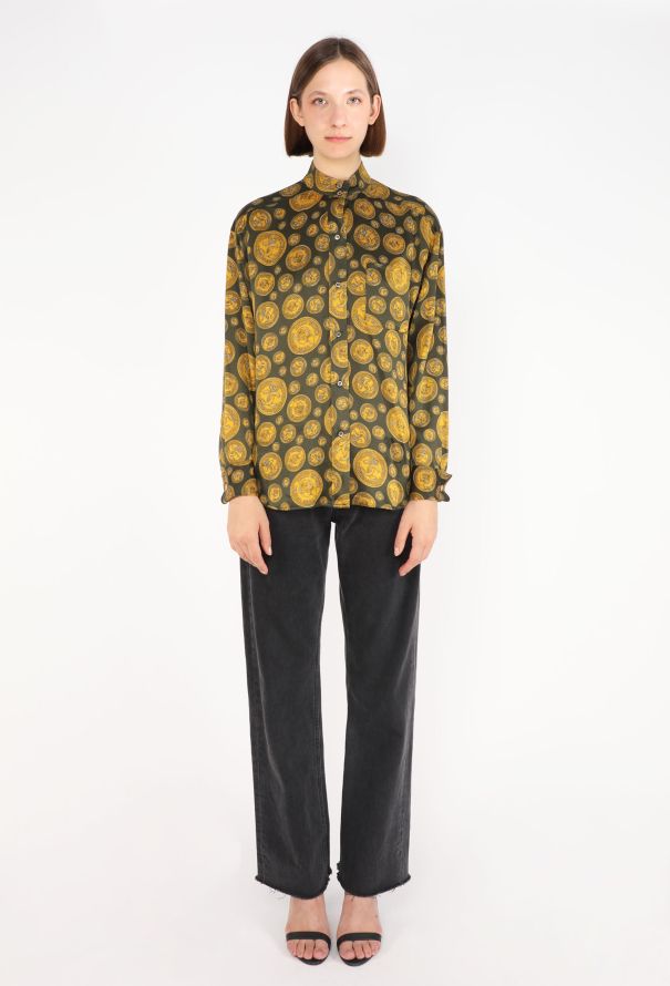 Chanel Coin Print Silk Blouse, 1980s - 4