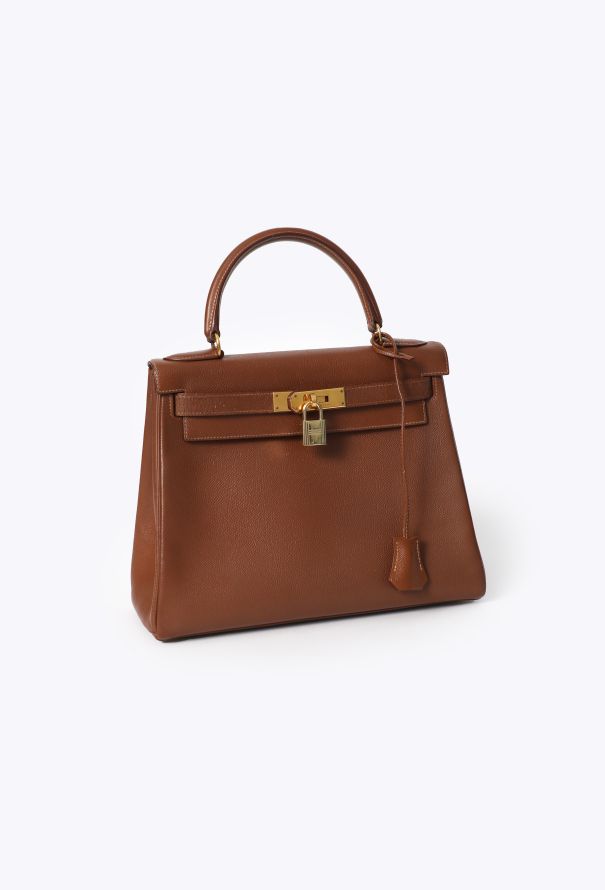 Hermès Vintage Gold Courchevel Kelly Retourné 28 - 4