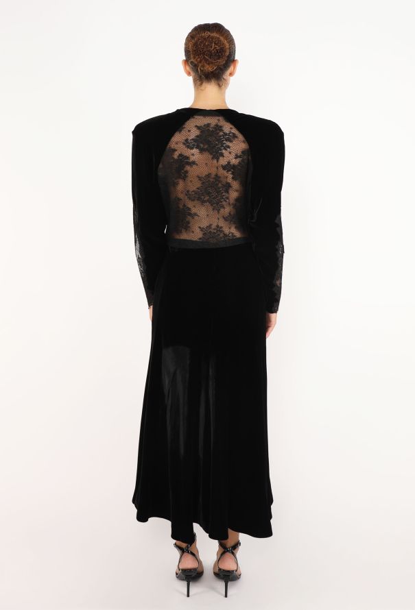 Valentino Lace Open-Back Velvet Dress, 1980s - 2