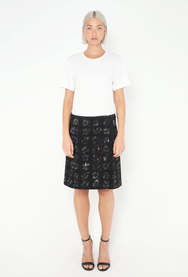Prada Floral Print Wool Skirt - 1