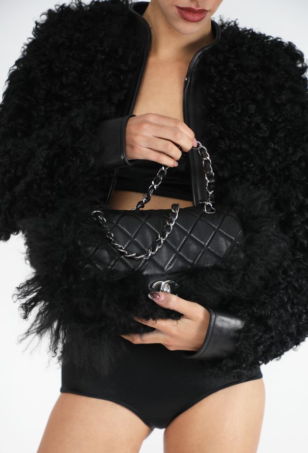 Chanel RARE 2008 Black Mongolian Shearling Tibet Flap Bag - 2