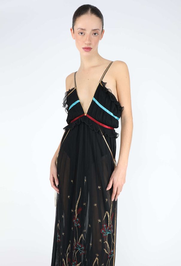 Bill Gibb 1976 Embroidered Silk Lamé Gown - 3