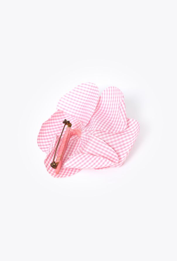 Chanel Bicolor Gingham Camélia Brooch - 3