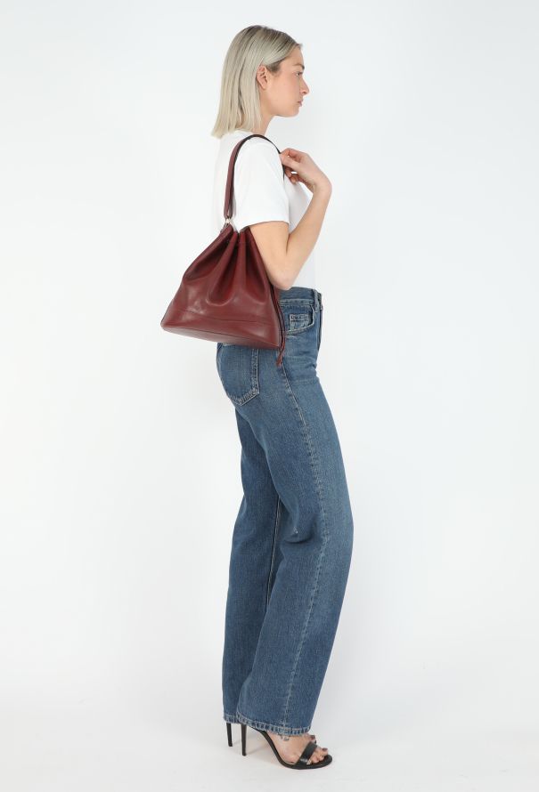 Hermès '90s Burgundy Courchevel Market Bag - 4