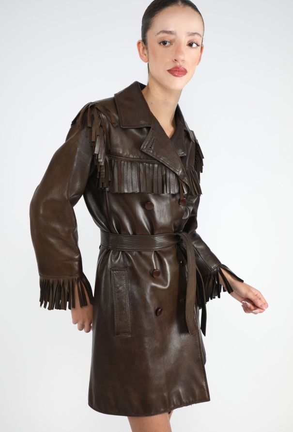 Saint Laurent COLLECTOR 1968 Haute Couture Leather Fringe Coat - 1