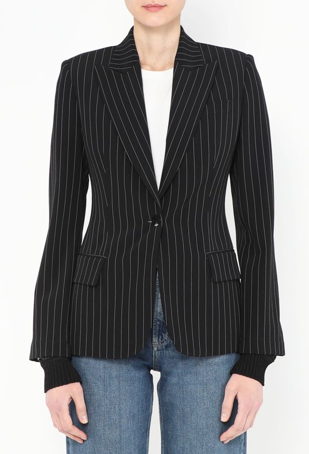 Jean Paul Gaultier Pinstripe Graphic Cuff Blazer - 2