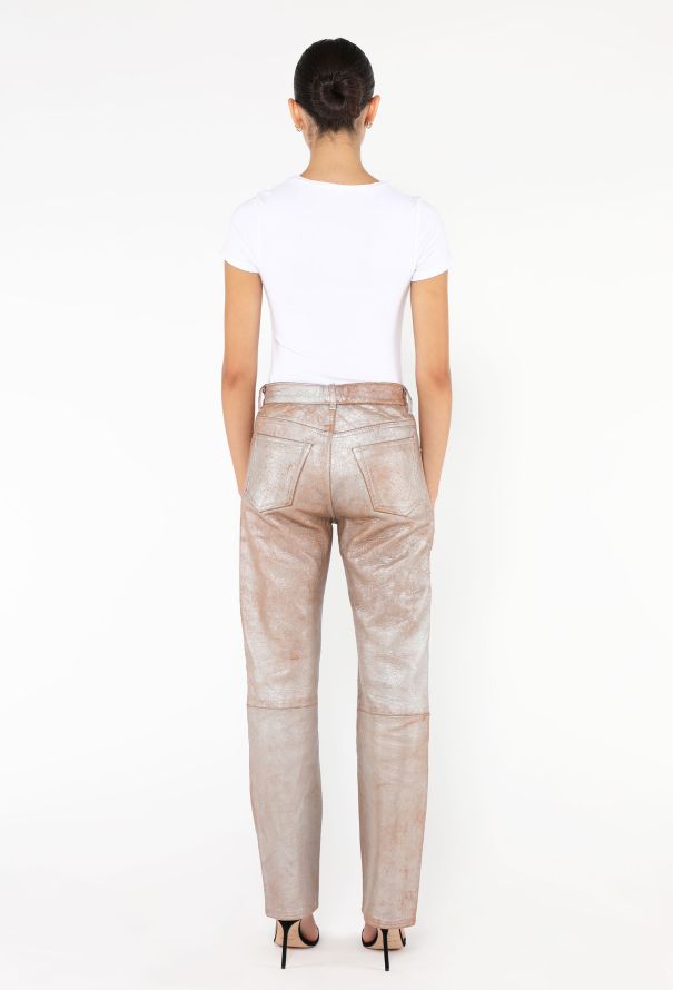 Helmut Lang S/S 1999 Metallic Painted Leather Pants - 4