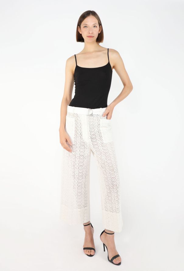 Céline Broderie Anglaise Belted Pants - 3