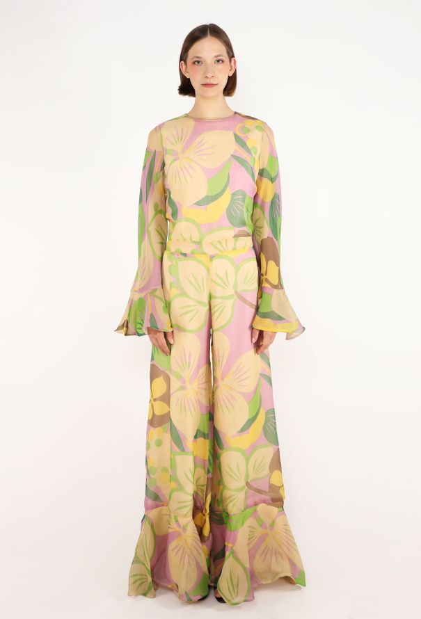 Jean Patou Silk Palazzo Jumpsuit, 1970s - 2