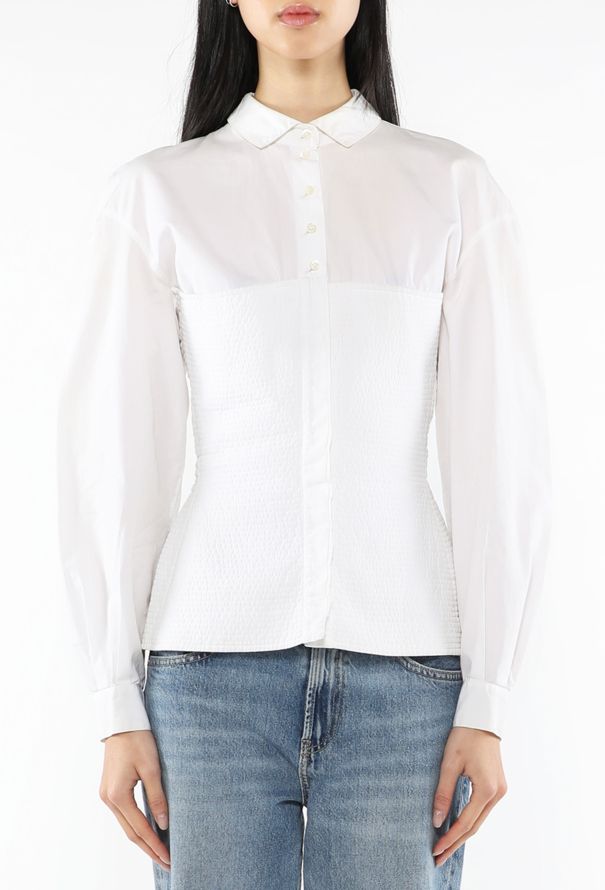 Claude Montana Corseted Poplin Button Down, 1980s - 1