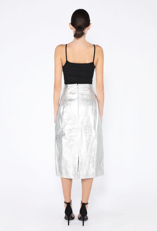 Balenciaga 2021 Leather Midi Skirt - 4