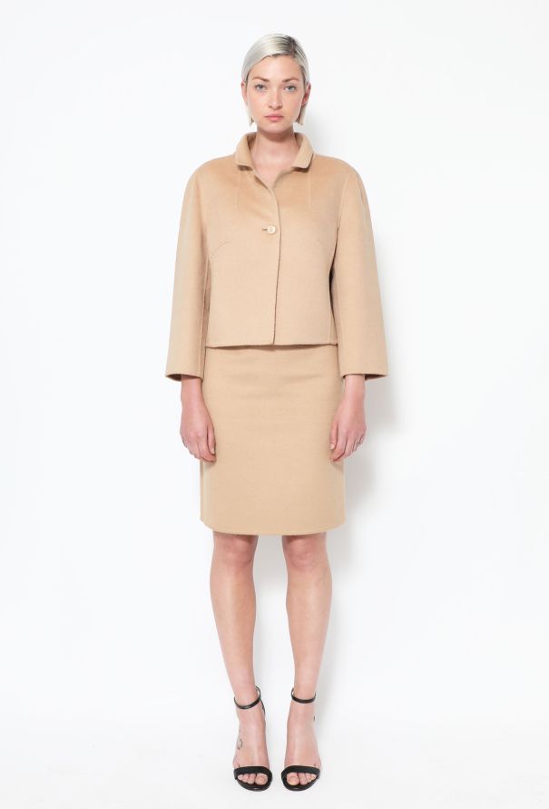 Womens LOUIS VUITTON Suit Blazer Jacket Mini Skirt Pencil Formal Wool FR 38  US 8