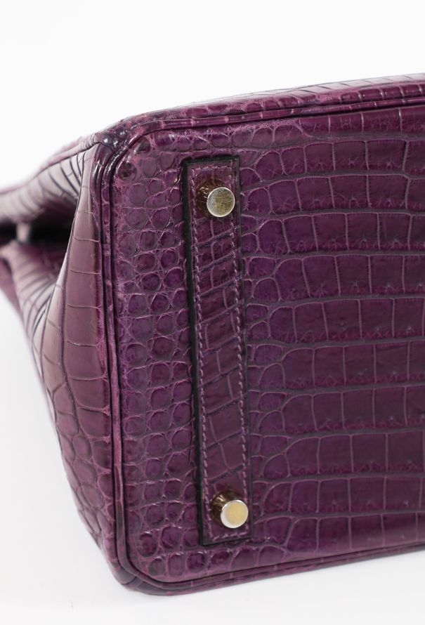 Hermès RARE Matte Améthyste Porosus Birkin 30 - 8