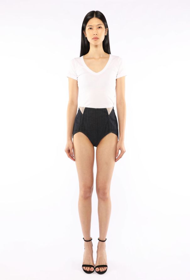 Jean Paul Gaultier Denim Jacquard Shorts, Early 2000s - 1