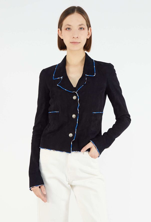 Chanel 2005 Suede Piped Trim Blazer - 1