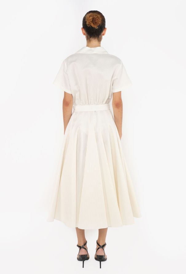 Dior 2021 Pinstripe Flared Silk Dress - 4