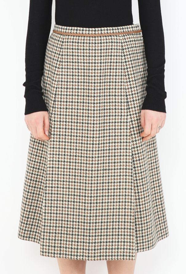 Hermès '70s Pleated Houndstooth Skirt - 2