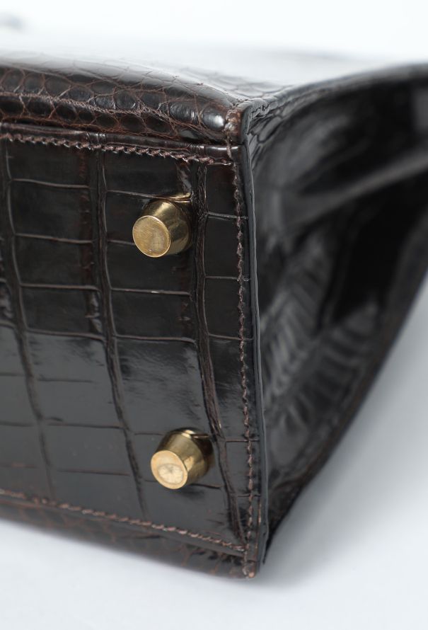 Hermès Exceptional 1998 Dark Brown Porosus Kelly Sellier 25 - 14