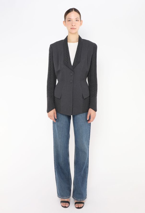 Thierry Mugler 1998 Cableknit Trim Hourglass Blazer - 4